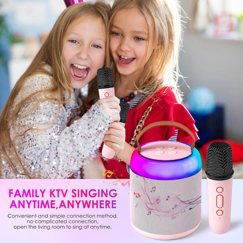 Heetipuk Y2 Mini Karaoke Machine with 2 Wireless Microphones for Kids Adults, Portable Bluetooth Speaker Toy for Girls and Boys 2 4 5 6 7 8 9 10 12 Year Old Girl Christmas Birthday Gift Home Party Ideas