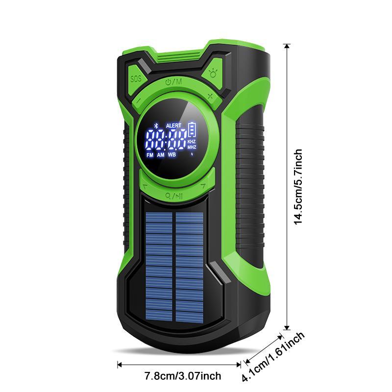 Solar Powered 5000mAh Radio, Waterproof Emergency Radio with Solar Panel, Portable Hand Crank Radio with Power Bank Function for Outdoor Camping Hiking