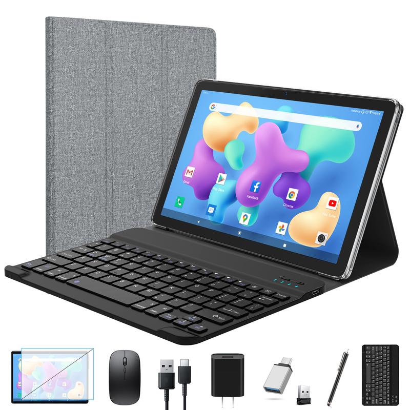 Tablet 2024 Newest Android Tablet 10 inch, Octa-Core 5G WiFi Tablet with Keyboard, 128GB + 4GB + 1TB Expandable Storage, Large Touch-Screen Tablet, 13MP Dual Camera Bluetooth GPS HD Display Mouse Case touchscreen tablet