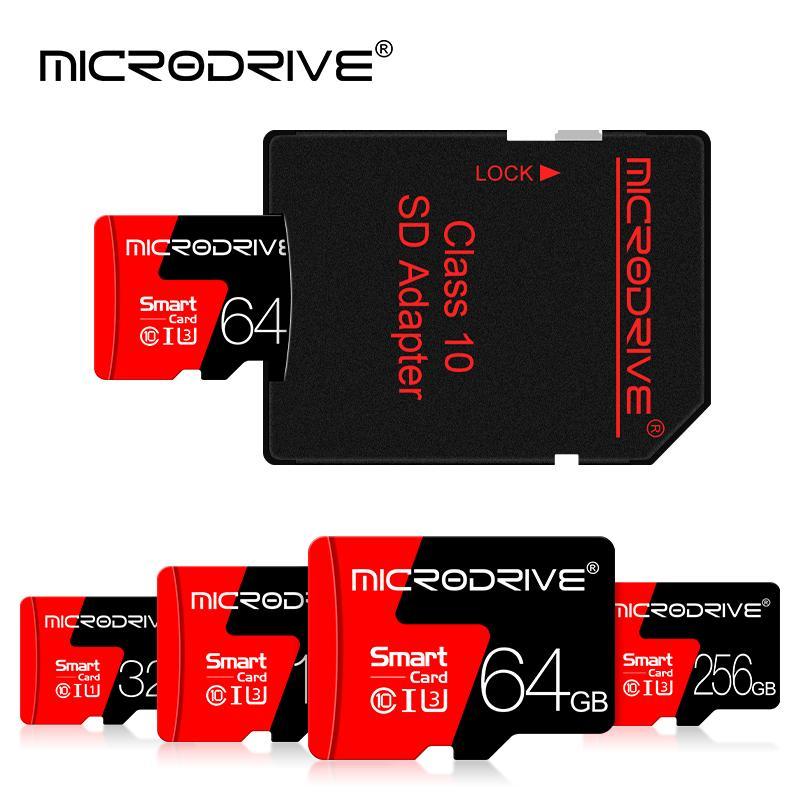 MICRODRIVE 32GB 64GB 128GB 256GB Micro SD Card, 1 Count Class 10 U3 Memory Card with SD Adapter, Camera Accessories for Smartphone, Camera, Laptop, PC