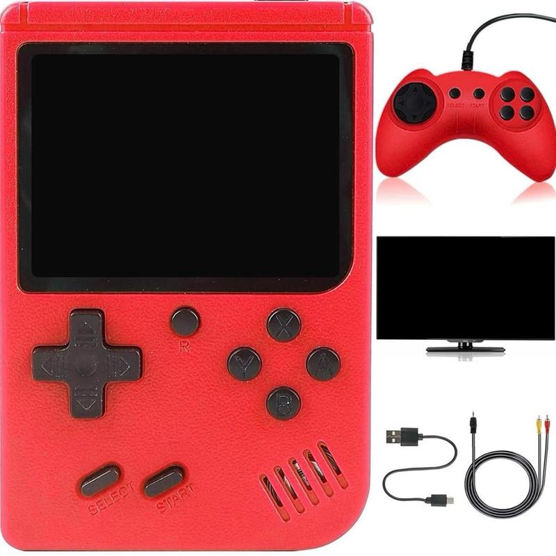 Retro Gaming Console, Handheld Game Console with 500 Classical Games Portable Hand Held Video Game Pocket Console for Kids & Adult Two Players Support for TV Cable Compact Connection Electronic Rechargeable Screen Protection