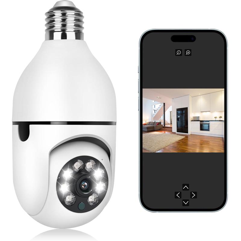 Light Bulb Security Camera - 5G& 2.4GHz WiFi 2K Security Cameras Wireless Outdoor Motion Detection and Alarm, Two-Way Talk, Color Night Vision, Human Detection