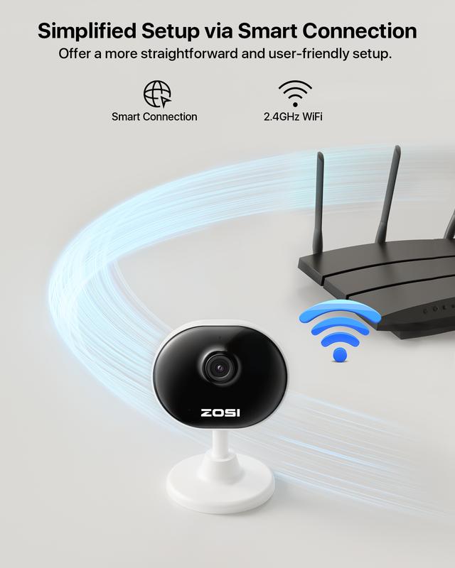 ZOSI C688 Indoor Security Camera for Monitor, 1080P Home Surveillance WiFi Camera with Phone, AI Motion Detection, 2-Way Audio, Night Vision, SD Card Cloud Storage, Works with Alexa motion detection