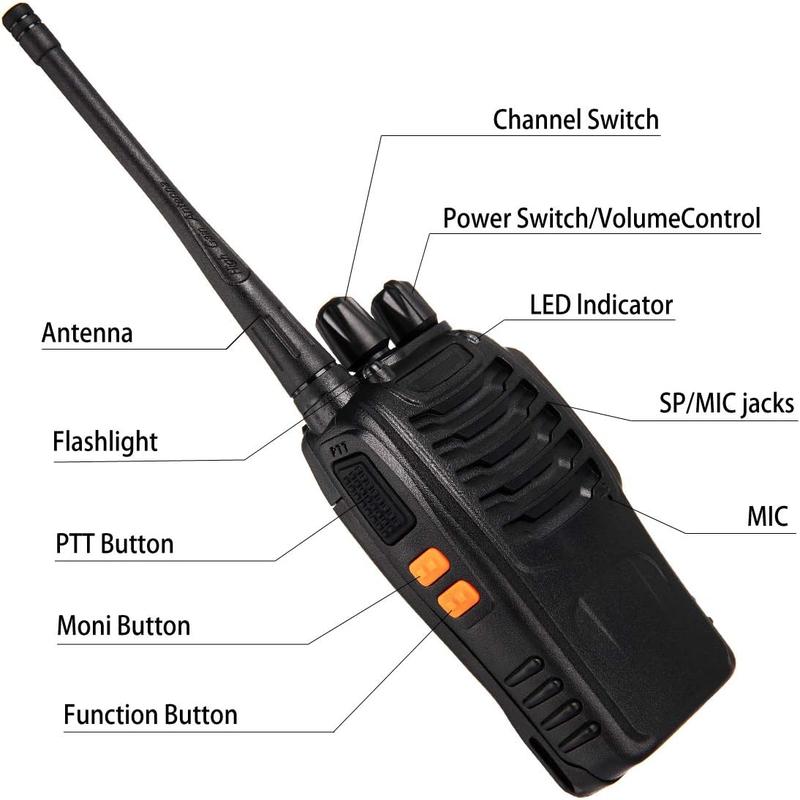 Walkie Talkies Rechargeable Long Range Two-Way Radios with Earpieces 2-Way Radios UHF Handheld Transceiver Walky Talky with Flashlight Li-ion Battery and Charger