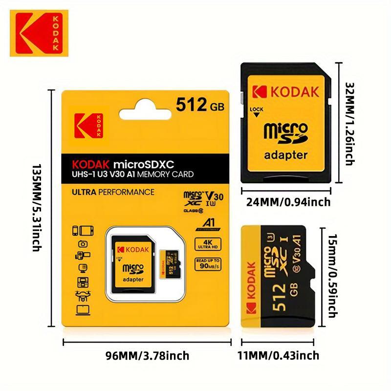 KODAK MicroSDXC SD Card, TF Card, High-Speed SD Card, Universal TF Card for Speaker, Camera, Gaming Console & Tablet, Camera Accessories