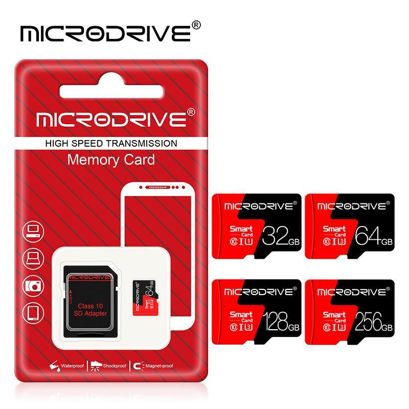 MICRODRIVE 32GB 64GB 128GB 256GB Micro SD Card, 1 Count Class 10 U3 Memory Card with SD Adapter, Camera Accessories for Smartphone, Camera, Laptop, PC