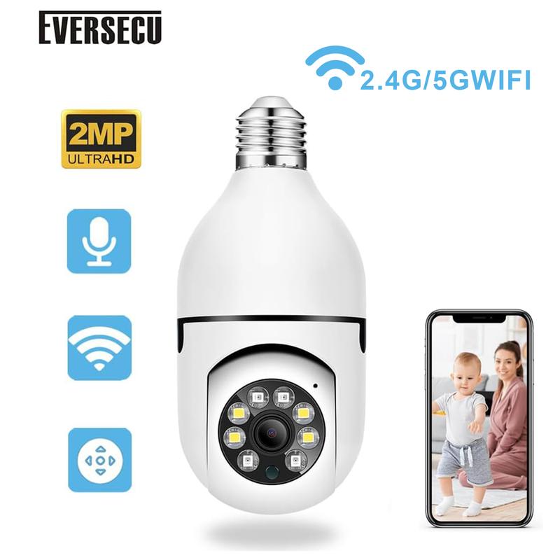 Light Bulb Security Camera - 5G& 2.4GHz WiFi 2K Security Cameras Wireless Outdoor Motion Detection and Alarm, Two-Way Talk, Color Night Vision, Human Detection