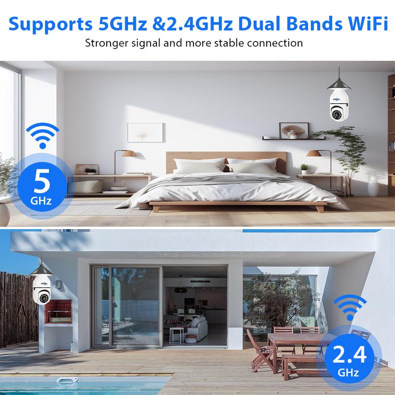 3MP Hiseeu Wireless 2.4GHz&5GHz WIFI Light Bulb Camera, Full Color Night Vision, 2-Way-Audio,  Motion Detection and Alarm,Work with Alexa,SD Cloud Storage,  WiFi Bulb Camera security camera cctv