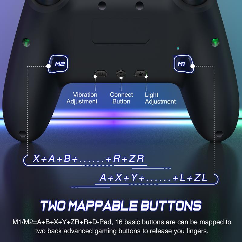 Switch Controller, Wireless Switch Controller Compatible with Switch Controller Switch Lite OLED, Wireless Switch Controllers Work with iOS Android PC with RGB Light, Programmable, TURBO & Wakeup