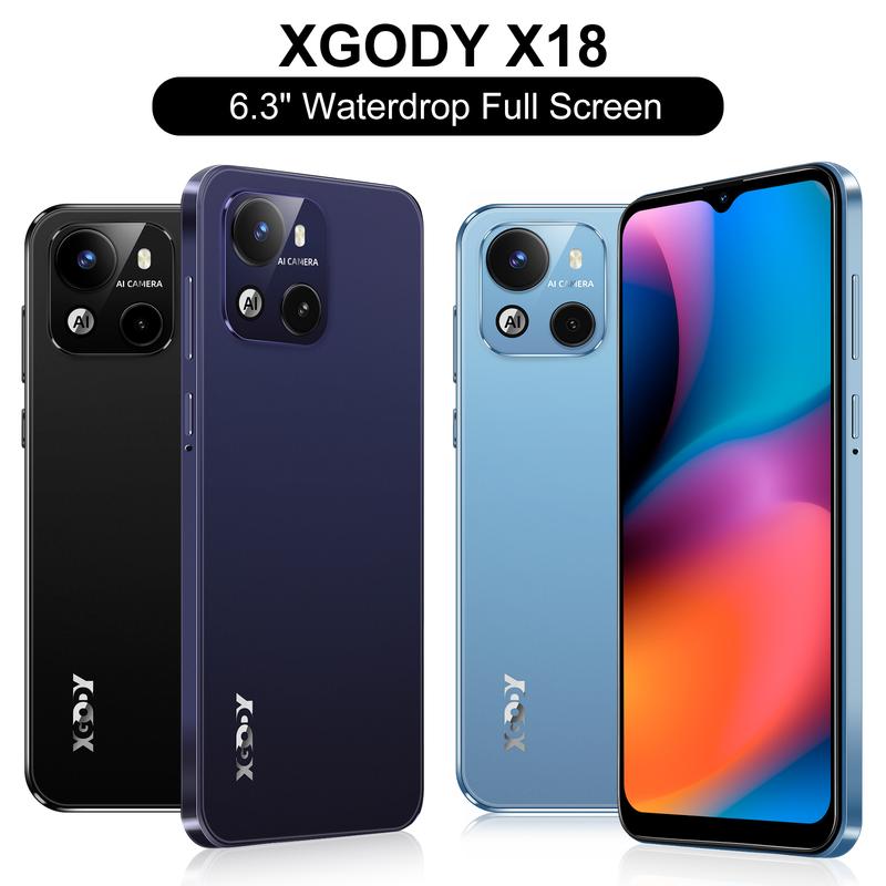 Xgody X18 4G LTE Unlocked Phone, 6.3 Inches Cell Phones, Android 10 OS Dual SIM Cheap Smartphone Unlocked, 2GB+16GB, Dual 5MP+8MP Camera, 4000mAh Long Lasting Battery, Face ID Smart Cellphone