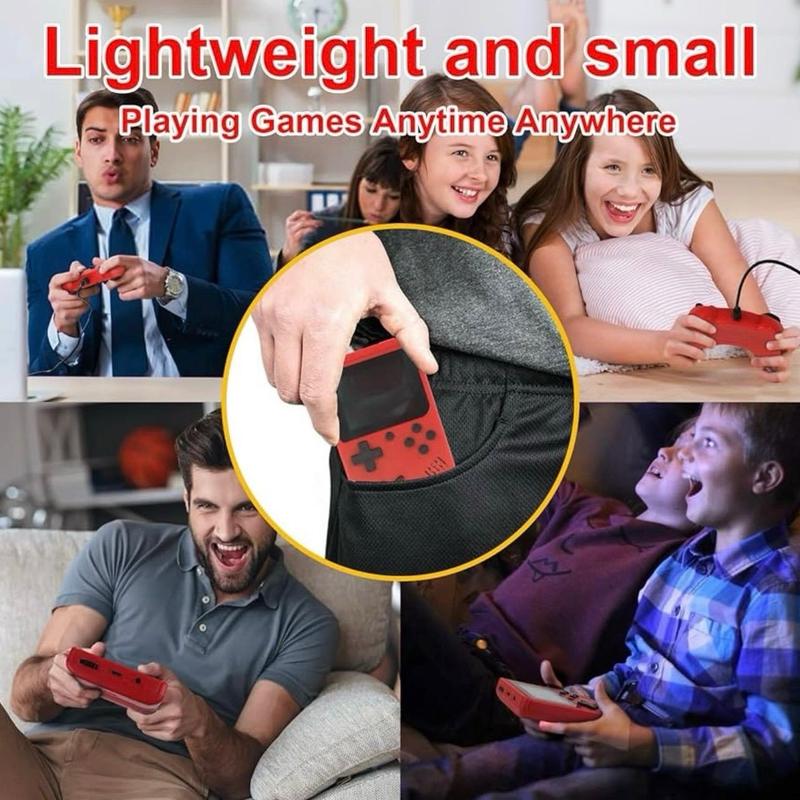 Retro Gaming Console, Handheld Game Console with 500 Classical Games Portable Hand Held Video Game Pocket Console for Kids & Adult Two Players Support for TV Cable Compact Connection Electronic Rechargeable Screen Protection