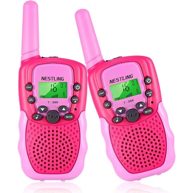 Walkie Talkies for  22 Channels 2 Way Radio Toy with Backlit LCD Flashlight, 3 KMs Range for 3-12 Year Old   Outside, Camping, Hiking (2 Pack, Pink)