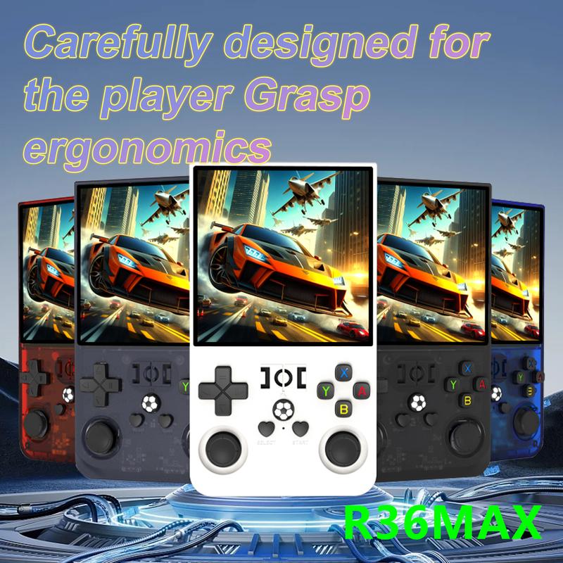 R36 Max Retro Video Handheld Game Console Linux System 4 in IPS Screen Built in 4000mAH Battery 64G TF Card Preinstalled Games 2.4G wireless controller connection Chritmas gift