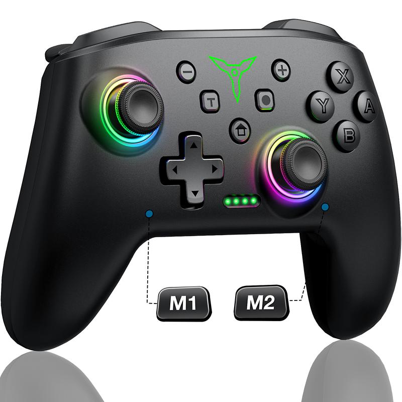 Switch Controller, Wireless Switch Controller Compatible with Switch Controller Switch Lite OLED, Wireless Switch Controllers Work with iOS Android PC with RGB Light, Programmable, TURBO & Wakeup