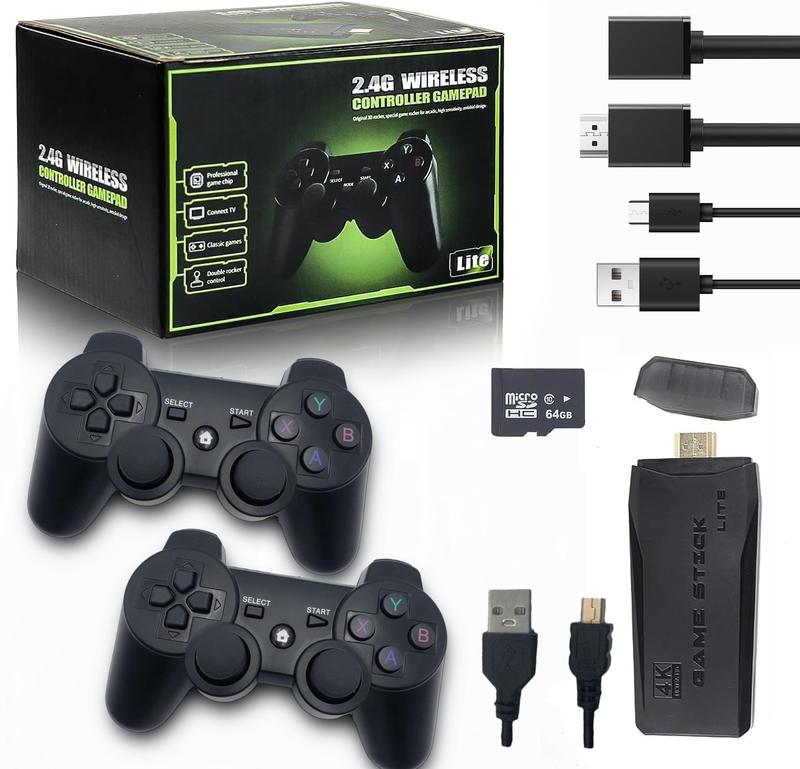 4KWireless Retro Game Console,,Piug and Play VideoGame Stick Built in 30000 Games +(64G) sd Card (20,000 Retro Games)playstation Arcade Hdmi