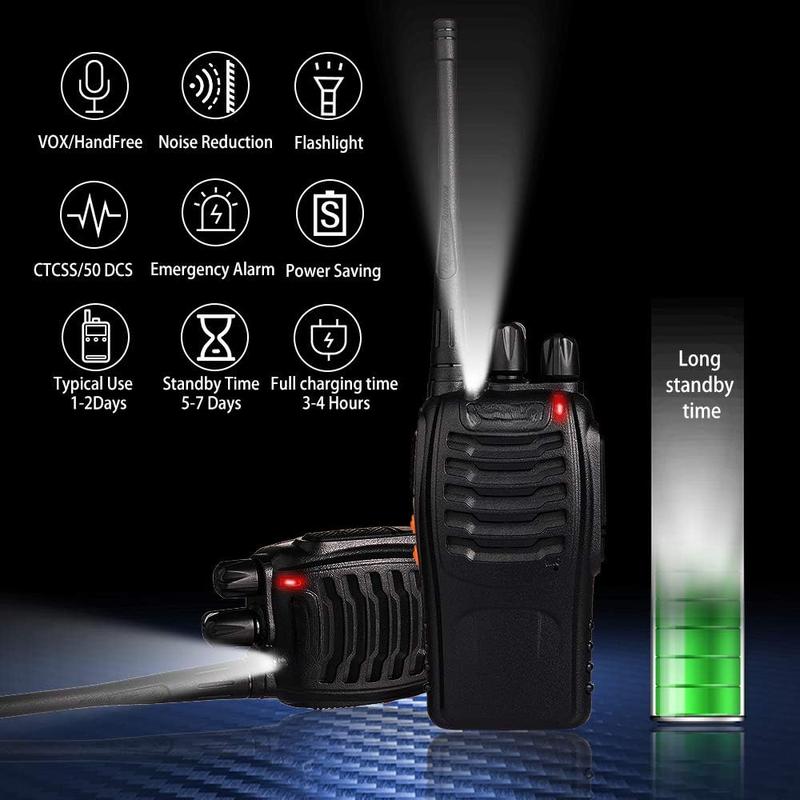 Walkie Talkies Rechargeable Long Range Two-Way Radios with Earpieces 2-Way Radios UHF Handheld Transceiver Walky Talky with Flashlight Li-ion Battery and Charger