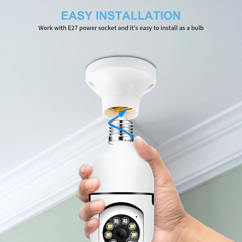 Light Bulb Security Camera - 5G& 2.4GHz WiFi 2K Security Cameras Wireless Outdoor Motion Detection and Alarm, Two-Way Talk, Color Night Vision, Human Detection