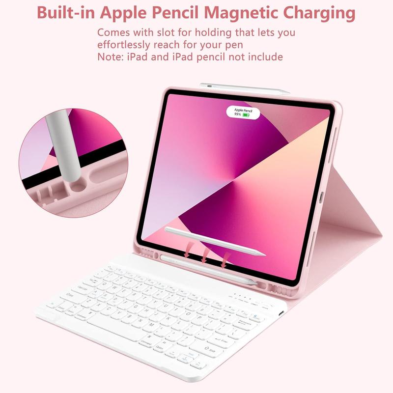 Keyboard Case for iPad Pro 12.9 inch 2022, for iPad Air 13 inch M2 2024 Case with Keyboard for iPad Pro 12.9 5th 2021 Case with Pencil Holder, Tablet  Cove