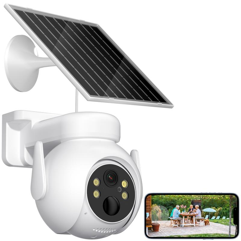 Solar security camera wireless outdoor, solar powered, 360° color night vision, PIR motion detection, alarm, color night vision, two-way talk, SD  cloud storage