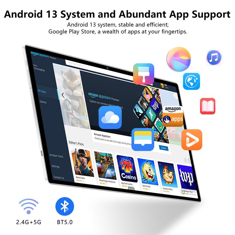 Metor 10.1 Inch Android 13 Tablet for Winter Hot sales,8GB+256GB Powerful Performance and Massive Storage,Portable Large-Screen High Refresh Rate,Smooth Touch (Entertainment and office in one)