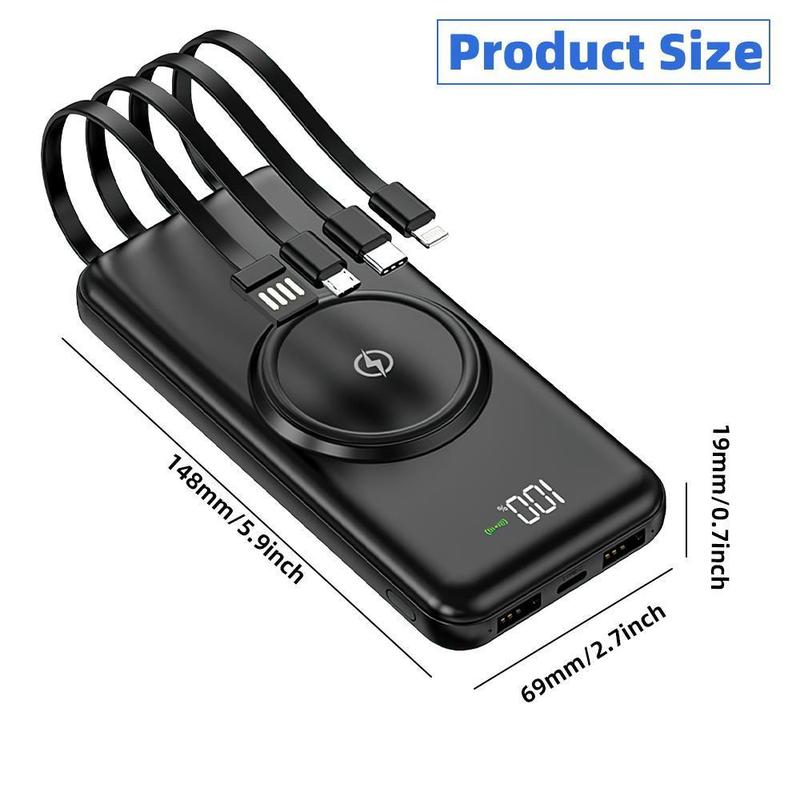 Portable Charger 25800mAh Power Bank - Portable Battery with 4 Built-in Cables, 6 Outputs and 3 Inputs Fast Charging External USB-C Battery Pack, Compatible with iPhone, Samsung, AirPods and more!