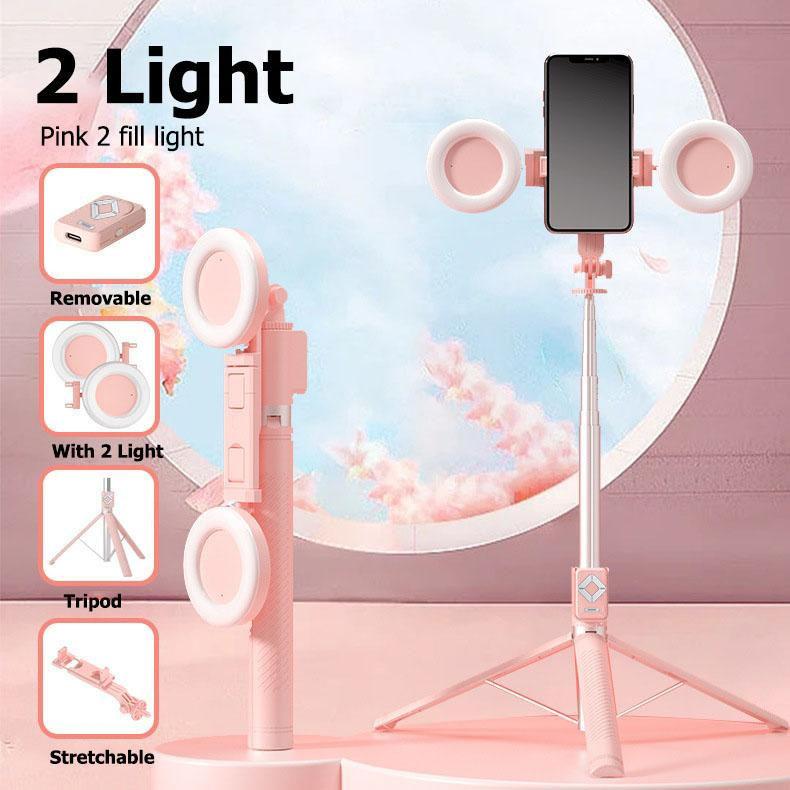 Multifunctional Stand Tripod Selfie Stick tripodAll-in-One Rechargeable Model Remote ControlSelf-Timer 6-in-1Selfie Stick  Bluetooth fill light Accessories  (UR NEEDS R'US) Phone Cellphone