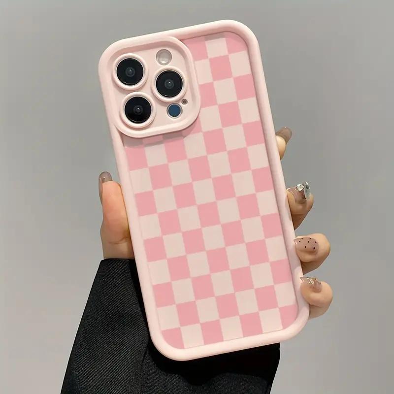 Checkerboard Pattern Phone Case, Cute Phone Protective Cover, Phone Accessory Compatible with iPhone 11 12 13 14 15 16 Pro Max