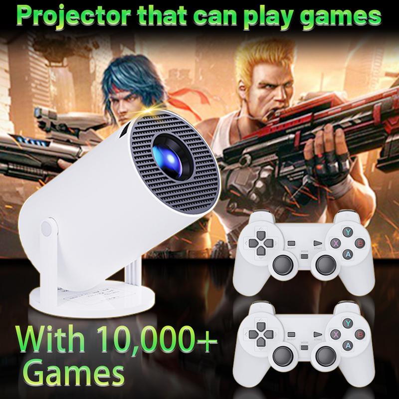 Christmas party Multi-function Bluetooth Projector WIFI Projector With Screen&Two Game Consoles 4K Full HD Portable Projector 270° Compatible with iPhone PC Laptop