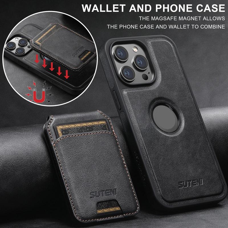 SUTENI 2 In 1 Magnetic Phone Case with Card Holder & Wallet, 1 Count PU Leather Shockproof Phone Protective Cover, Phone Accessory for iPhone 15 13 12 Pro Max iPhone 14 Pro Max Case, iPhone 16 Series, Back to School Gifts