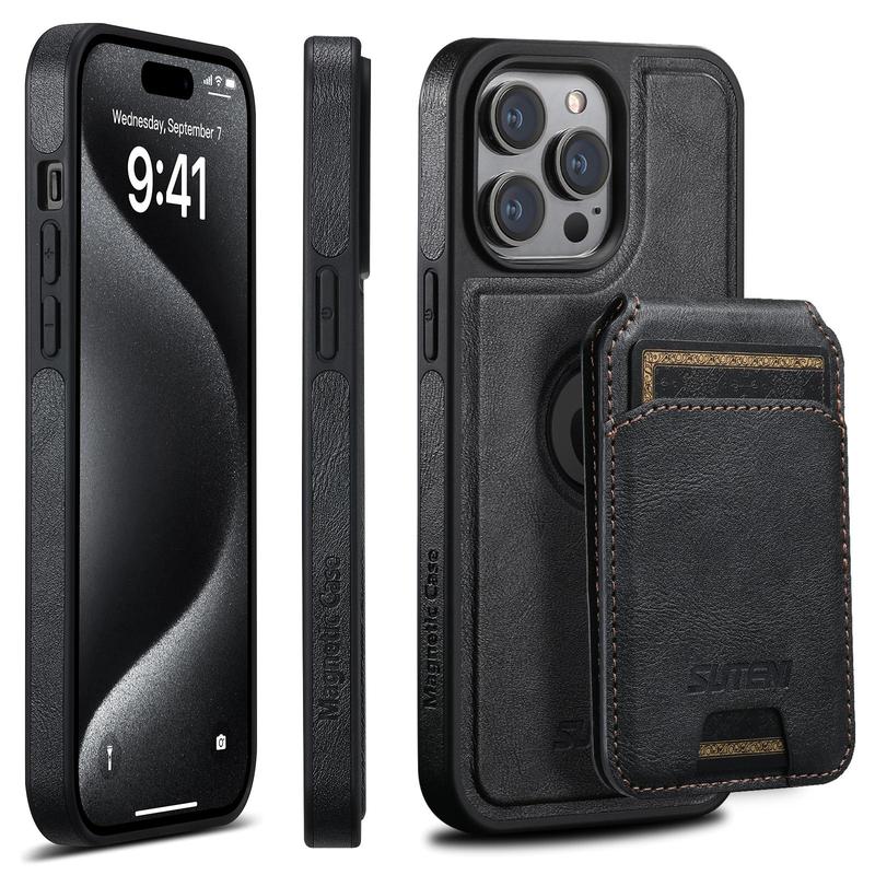 SUTENI 2 In 1 Magnetic Phone Case with Card Holder & Wallet, 1 Count PU Leather Shockproof Phone Protective Cover, Phone Accessory for iPhone 15 13 12 Pro Max iPhone 14 Pro Max Case, iPhone 16 Series, Back to School Gifts