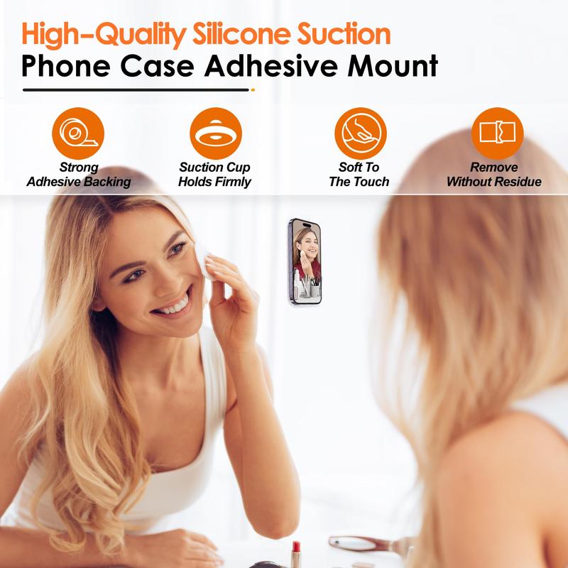 2 Pieces Silicone Phone Sticky Grip, Suction Phone Case Mount for iPhone and Android, Hands-Free, for Selfies and Videos… Accessories Cellphone