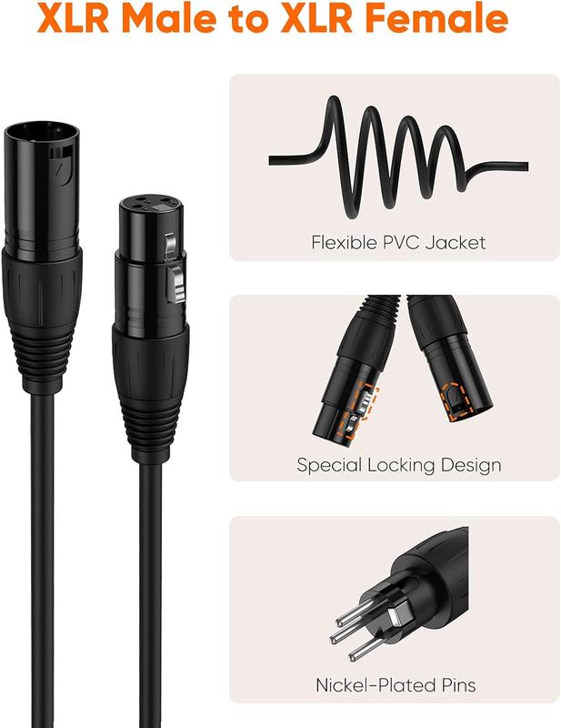 XLR Male to Female Microphone Cable Balanced Microphone Cable 3 Pin XLR Male to Female Balanced Microphone Cord