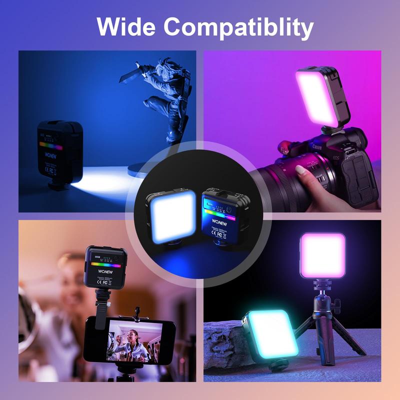 RGB Selfie Light for Camera, 360° Full Color Phone LED Light, Video Light forSelfie Makeup,2000mAH Photography Lighting with Clip and Cold Shoe for Phone Laptop Camera, Christmas Gifts