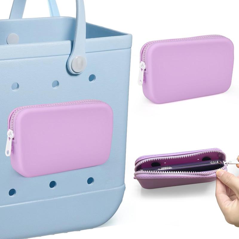 Silicone Phone Holder for Bogg Bag, Soft Silicone Insert Wallet Charm for Bogg Bags Accessories, Attachment for Bogg Beach Bags Tote Bag Compatible with iPhone and Android Phones Purple