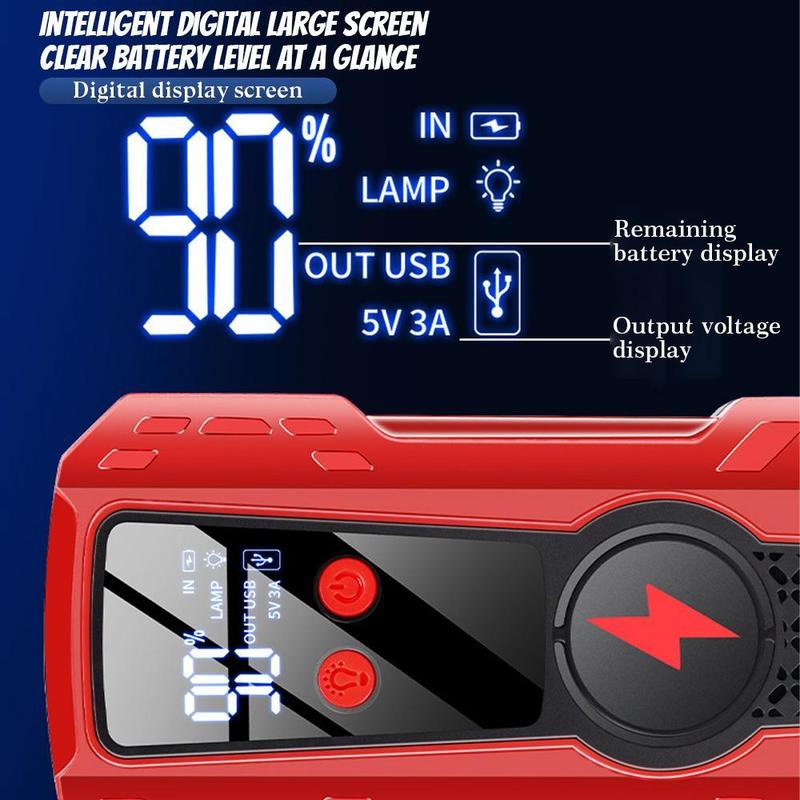 99900mAh Portable Car Jump Saterter Battery Charger, 1000A Car Jump Starter Pack, Intelligent Protection 2 USB Interfaces Portable Car Jump Starter 12V Battery Booster Jumper Box Powerbank with LED Light,with Digital Display, Power Bank Function