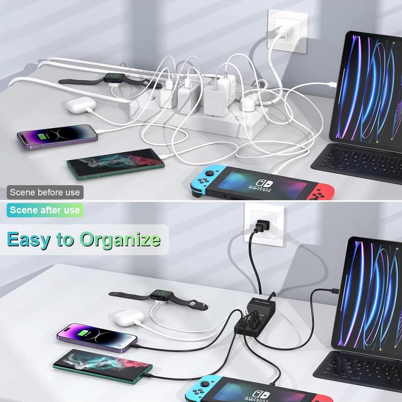 10 Ports USB Charger, 50W USB Charging Station, Portable USB Charger Station for Multiple Devices