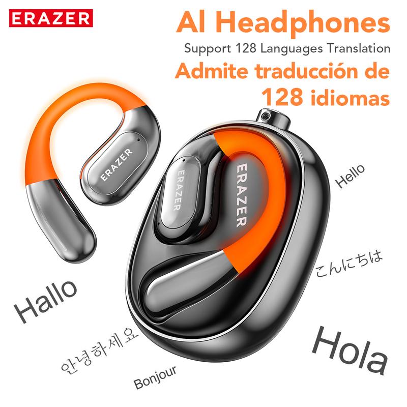 ERAZER XF31 AI Translation Earphones True Wireless OWS Headphones , Bluetooth Open Ear Earbuds with Mic,Support 128 Languages Real Time Bluetooth Translation Support Playing Music Phone Calls Headphones