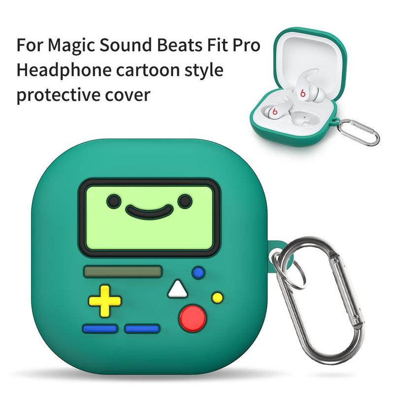 Cartoon Game Console Design Earphone Case with Keychain, Silicone Earphone Protective Cover, Earphone Accessories Compatible with Beats Fit Pro