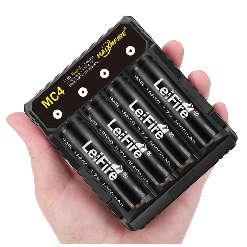 4PCS 18650 Lithium Battery Original 3000mAh Battery +1PCS Four Card Slot Lithium Battery Charger 3.7V Reconfigurable Batteries For Home Use