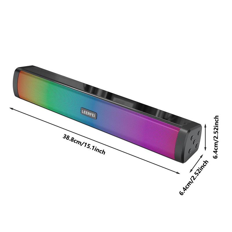 Wireless Speaker, USB Rechargeable RGB Light Soundbar, 3D Surround Sound Speaker, Stereo Subwoofer for Laptop Theater TV