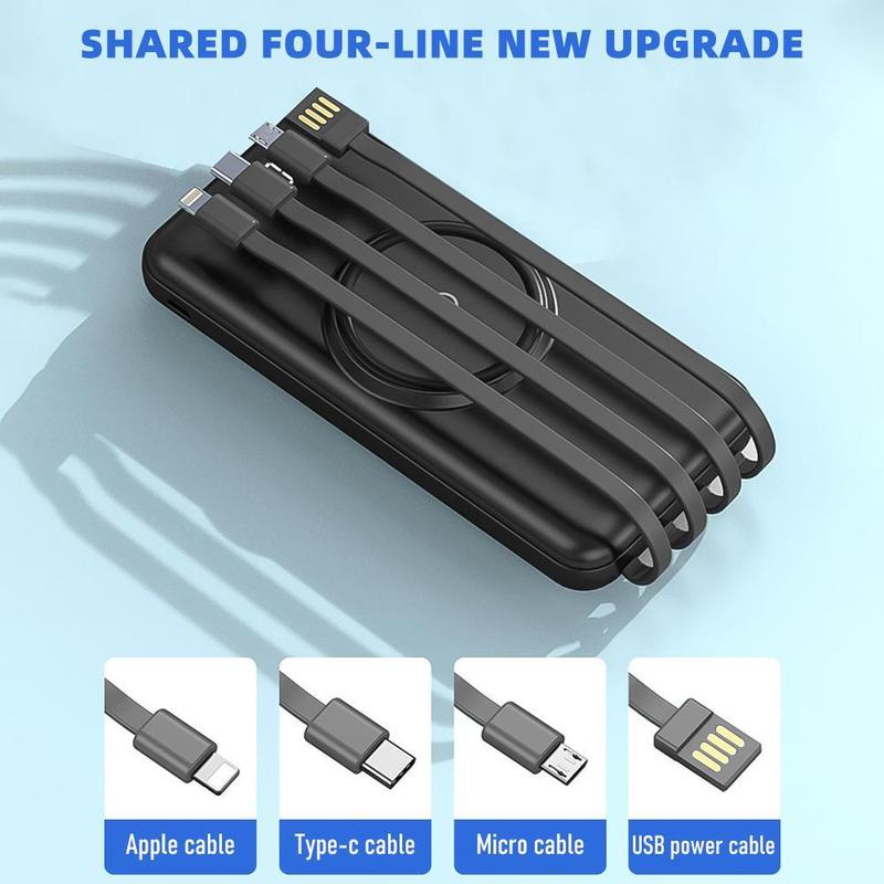 Portable Charger 25800mAh Power Bank - Portable Battery with 4 Built-in Cables, 6 Outputs and 3 Inputs Fast Charging External USB-C Battery Pack, Compatible with iPhone, Samsung, AirPods and more!