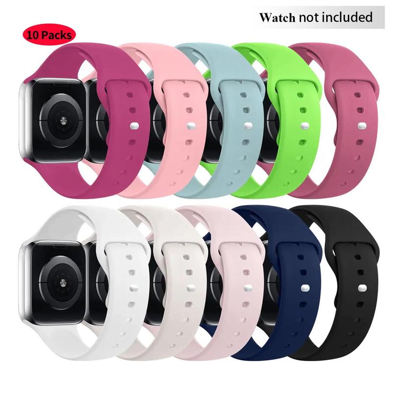 Durable Silicone Watchband, 10pcs set Multi-color Watch Band Set, Smart Watch Bands, Stylish Watch Band for Summer, Wearable Accessories for Apple Watch 38mm to 49mm