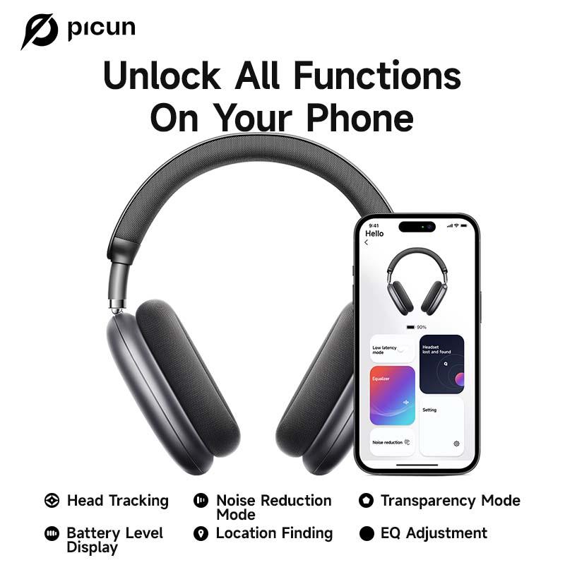 [Festive Beats, Festive Savings]Picun F8 Pro Wireless Headphones - 52dB Noise Cancellation, 5 Smart ENC Mics, Detachable Fabric Ear Cushions, 140 Hour Standby, Seamless Dual Device Connection for All-Day Use and Boosted Productivity