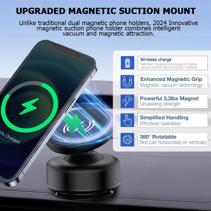 2-in-1 Car Phone Holder & Charger, Car Phone Holder with Vacuum Suction Cup, Car Phone Support, Car Electrical Appliances