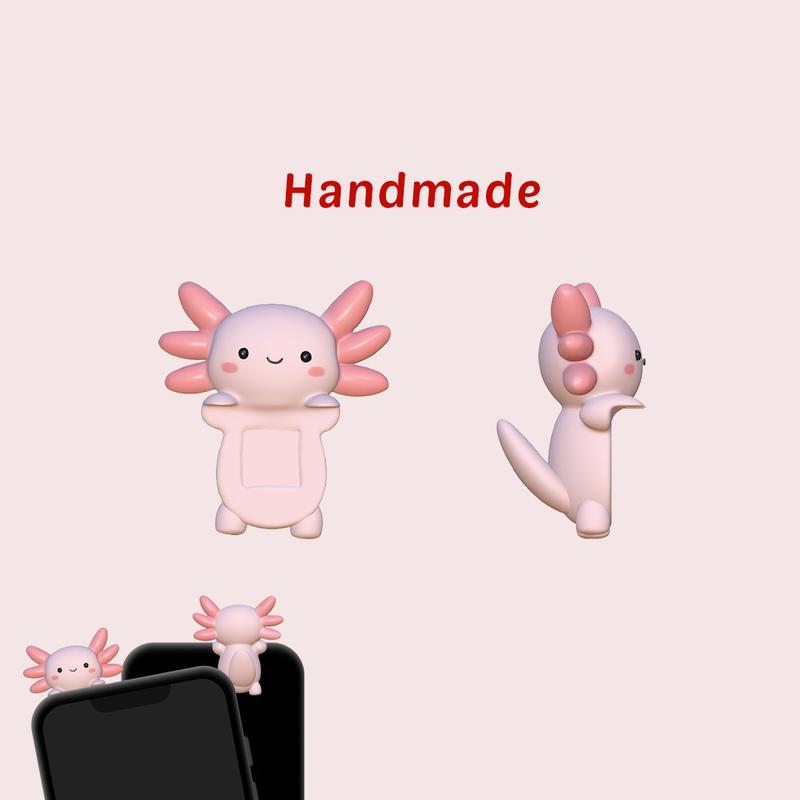 Chiffon Axolotl Peeking Sticker Phone Charm - Cute Gift Tech Accessories for Phones and Tablets - Silicone, Plastic Smartphone Cellphone cell phone