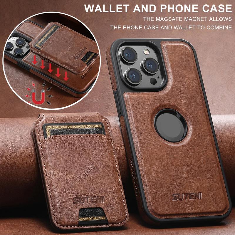 SUTENI 2 In 1 Magnetic Phone Case with Card Holder & Wallet, 1 Count PU Leather Shockproof Phone Protective Cover, Phone Accessory for iPhone 15 13 12 Pro Max iPhone 14 Pro Max Case, iPhone 16 Series, Back to School Gifts