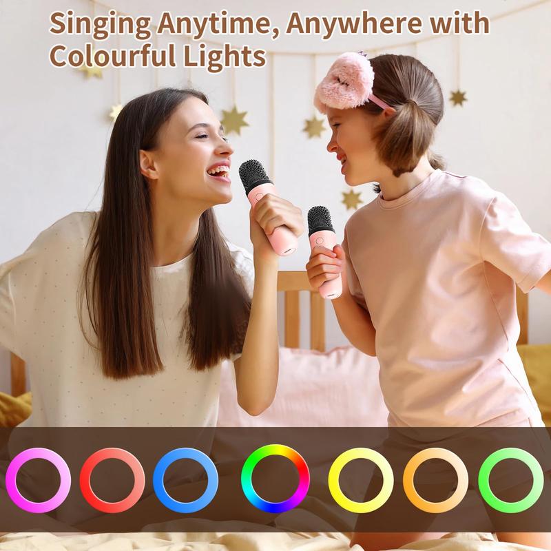 Christmas Gifts，Fall Portable Wireless Karaoke Speaker with Microphone, HIFI Stereo Sound Subwoofers, KTV Speaker Subwoofer with RGB Colorful LED Lights, Karaoke Machine Sound System for Outdoor Sports Travel, Audio Device, Room Accessories, Smartphone