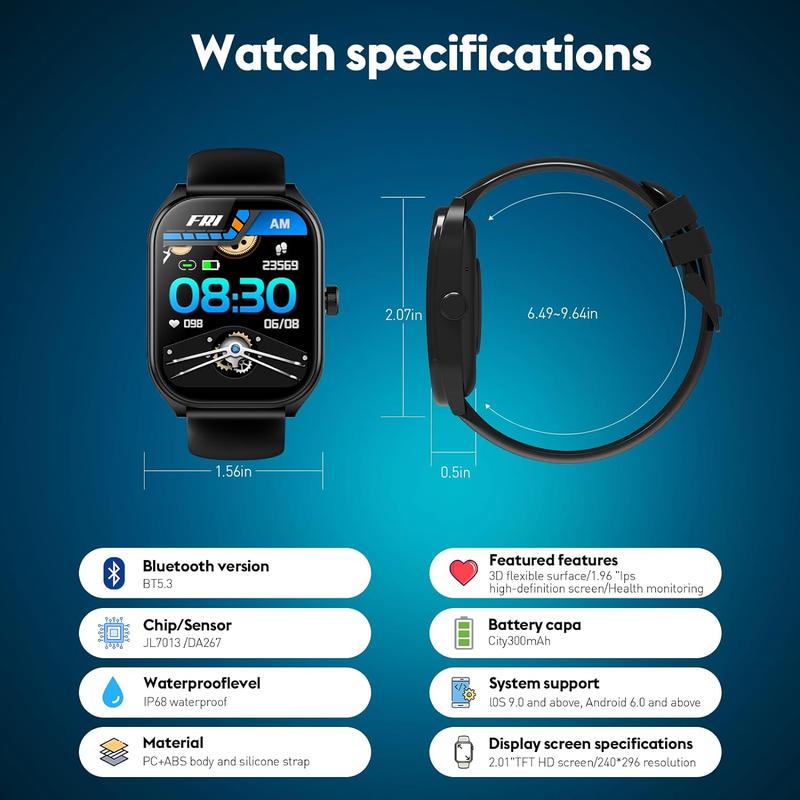 AOLON Curve Smart Watch for Men Women (Answer Make Call), 2.01