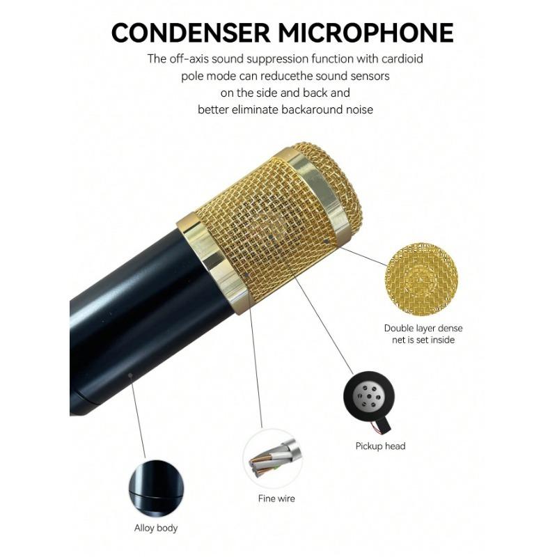 BM800 Condenser Microphone + F998 Sound Card Kit Is Suitable For Computer Recording, Game Voice Communication, High-Quality Sampling, Home Use Audio Connection