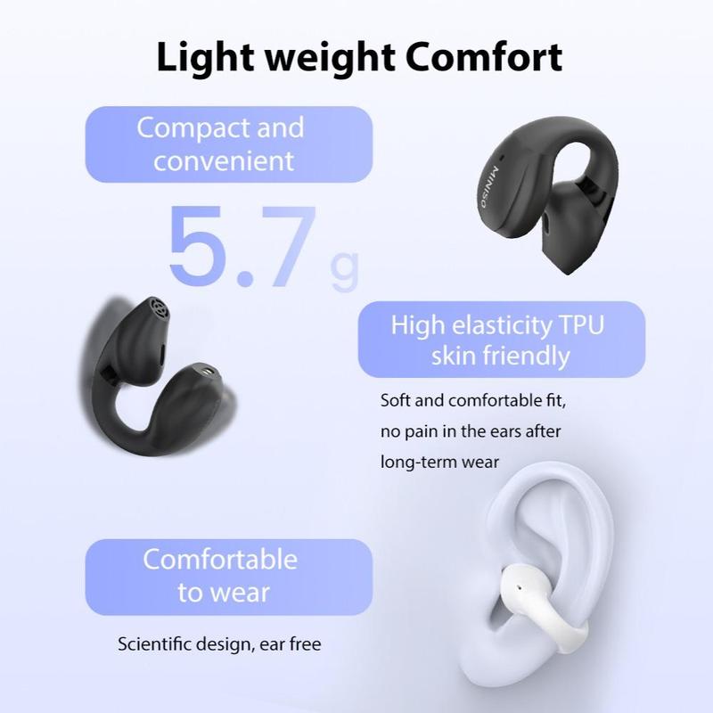 MINISO X29 Wireless Earphone, Clip-ear Design Earphone with Touch Control Display, Stereo Sound Wireless Earbuds for Sports, Gaming, Calling, Video